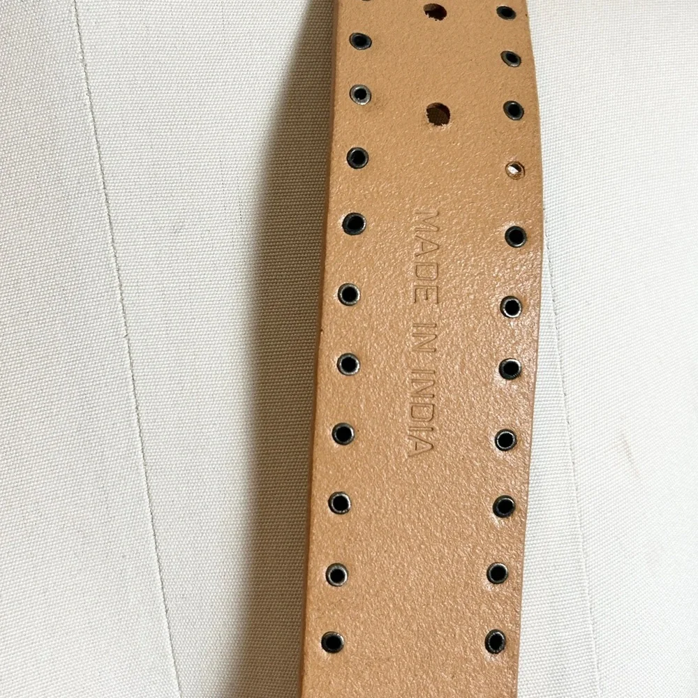 Vintage Calvin Klein Jeans Genuine Leather Tan Studded Wide Buckle Unisex Size M
